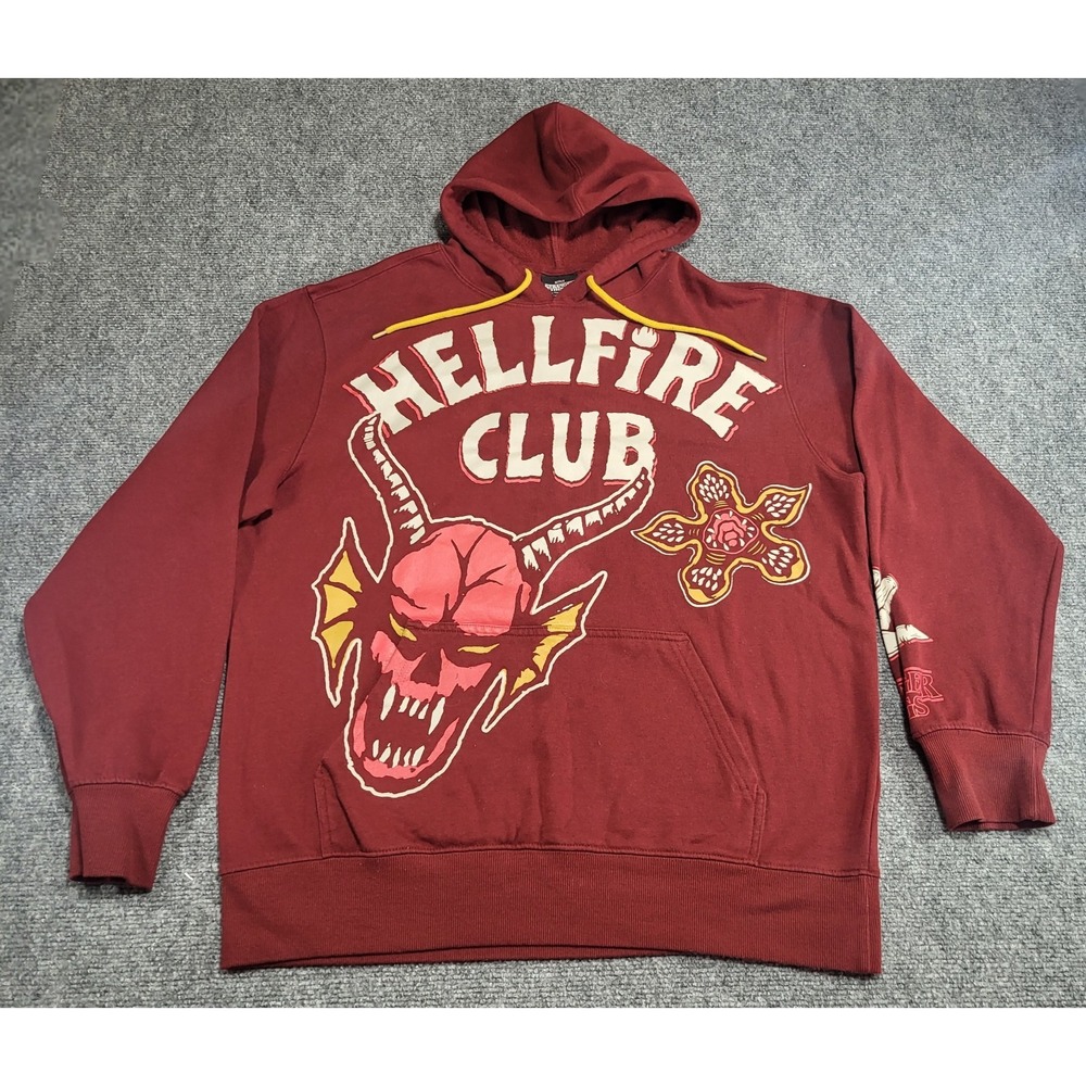 Stranger Things Hellfire Club Hoodie Demogorgon Red Netflix Men's Size Large